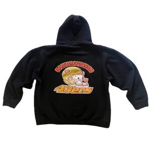 Vintage San Francisco 49ers Black Mens Pullover Hoodie Graphic Sweatshirt Sz XL